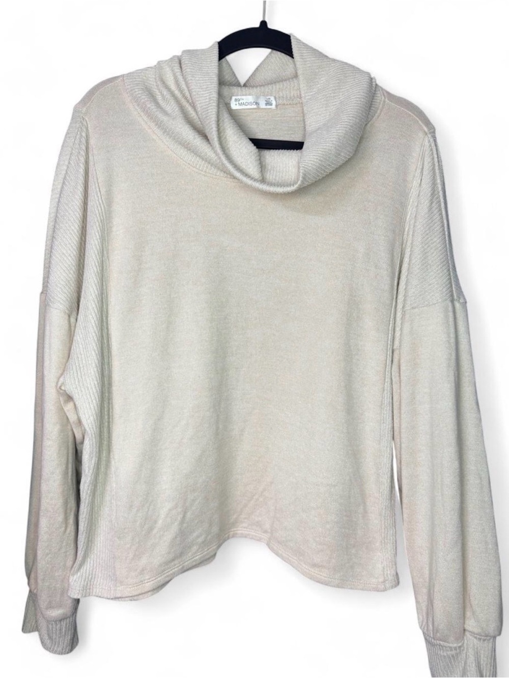 89th & Madison Cream Cowl Neck Pullover Sweater